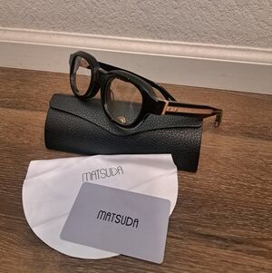 Handcrafted Matsuda Thick Polished Black Acetate Mens Eyeglasses 47-25-145